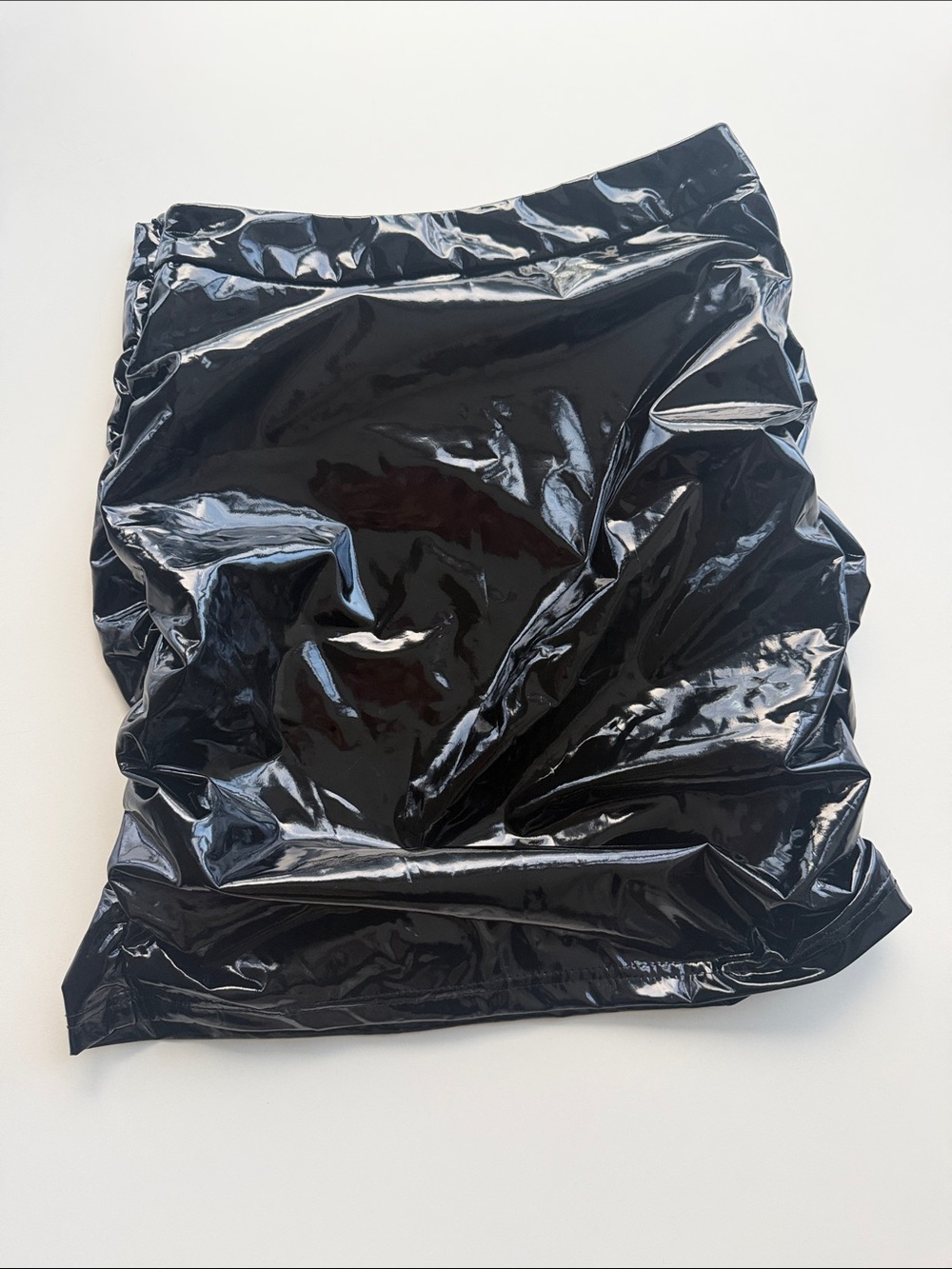 SHEIN Glossy Black Vinyl Mini Skirt